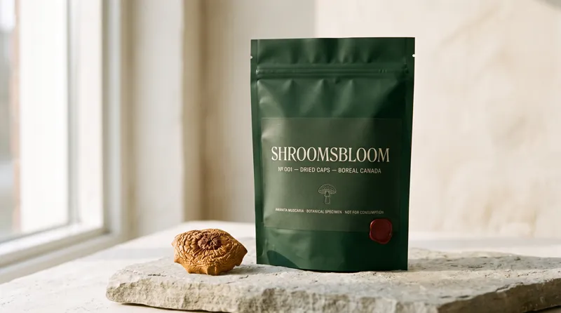 Sealed pouches of dried Amanita muscaria logged in the ShroomsBloom archive